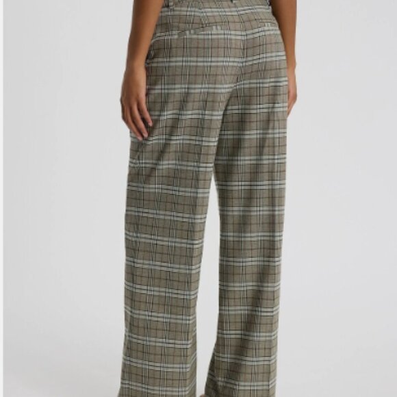 Express Editor Plaid Mid Rise Trouser Pant - Picture 2 of 10